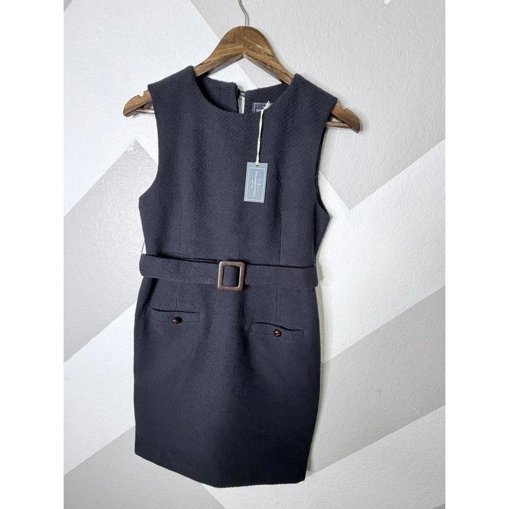 Kiel James Patrick Womens Size 2 Navy Belted Sheath Dress Wool Blend NWT - Picture 5 of 12